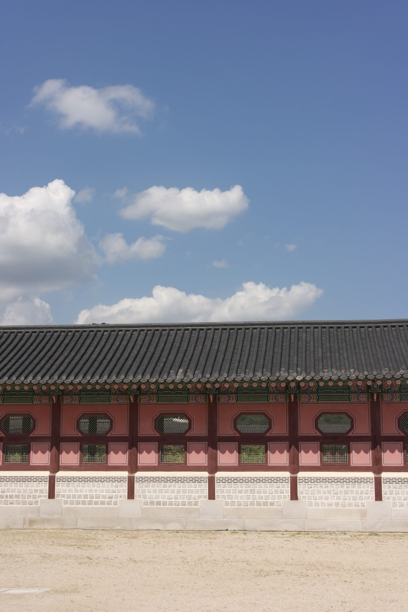 text, land, sand, Republic Of Korea, forbidden city, architecture, korea culture, western script, sky, day, 5K, travel, cultural property, Gyeongbok Palace