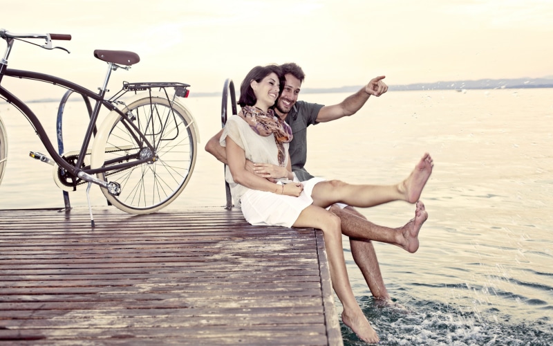 relationship, couple, 2K, sun, Happy, red, silhouette, city, Love, beside, sitting, bike
