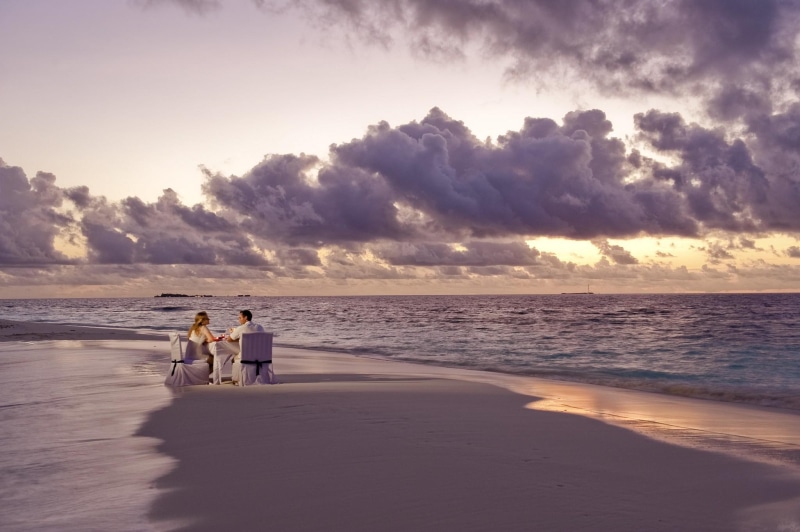 1080P, dusk, dine, sandbank, romantic, ocean, sunset, beach, honeymoon, tropical, island, lagoon, sand, dining, food
