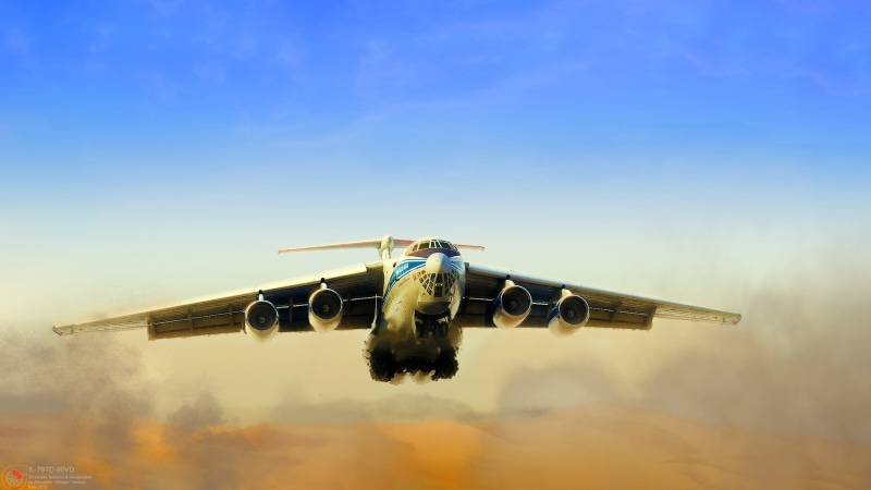 air vehicle, military aircraft, nature, transportation, on the move, military, no people, plane, airplane, vehicle, Ilyushin Il-76, flying, clear sky, day