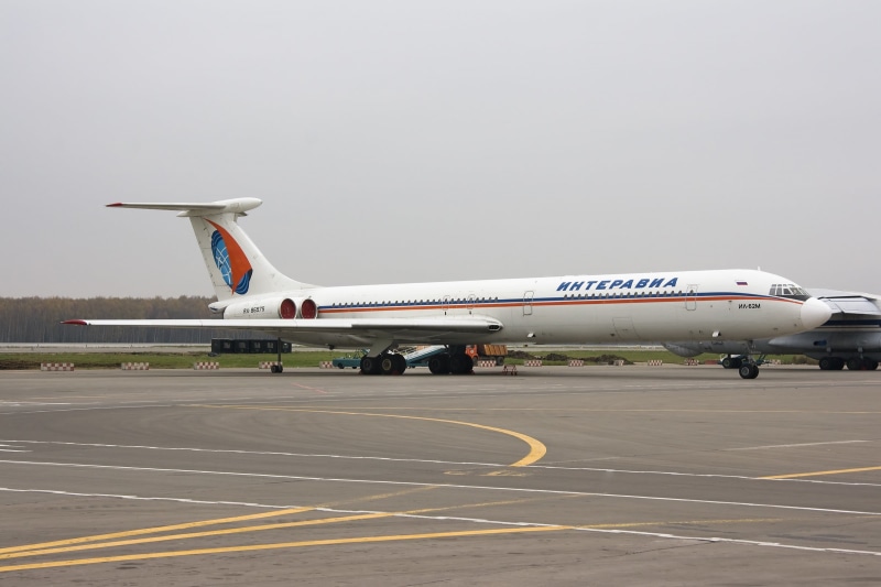 stationary, 1080P, Interavia, Ilyushin, nature, chassis, brown, transportation, sky, wings, The plane, Il-62, commercial airplane, no people, aerospace industry