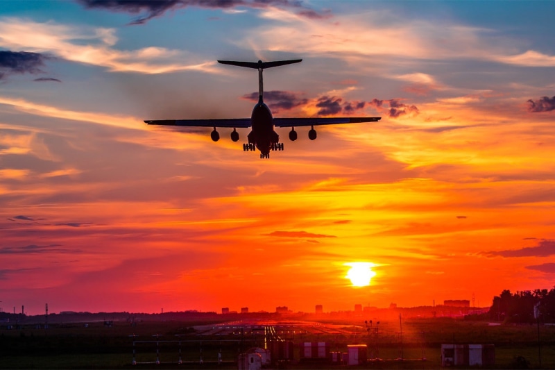 cloud - sky, cityscape, aerospace industry, air vehicle, nature, mode of transportation, sky, no people, sunset, aircraft landing sunset il 76, outdoors
