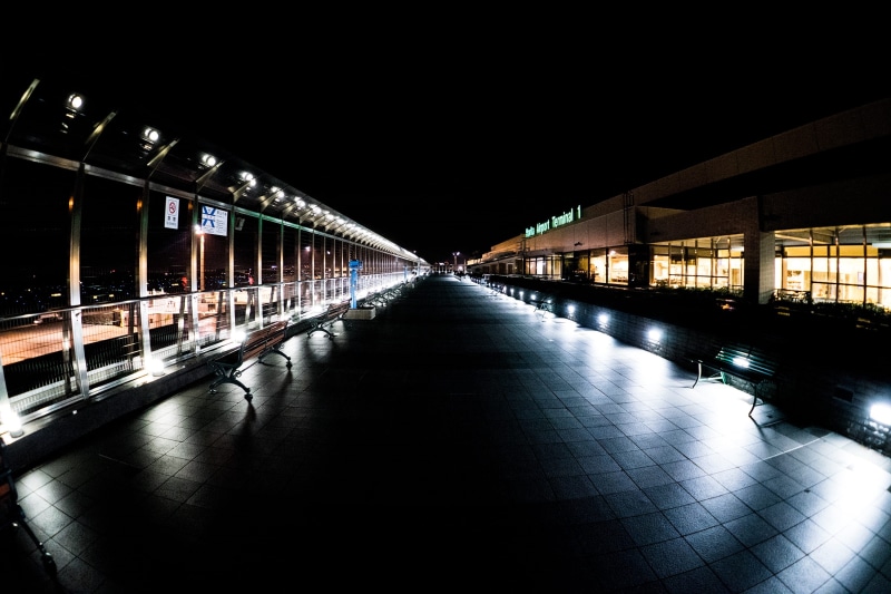 direction, built structure, light, airport, Narita International Airport, narita, empty, dark, night view, clear sky, lighting equipment, building, transportation