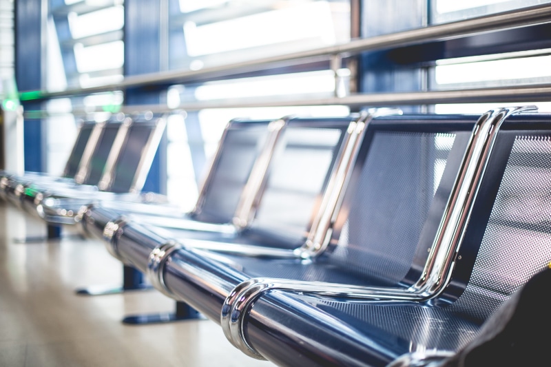 in a row, waiting, area, Empty, table, Terminal, science, 4K, handle, focus on foreground, reflection, close-up, laboratory, no People, shiny, lounge