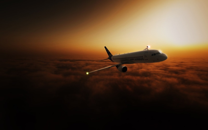 mid-air, transportation, no people, aerospace industry, air vehicle, dark, airplane, mode of transportation, private airplane, cloud - sky, sunset, 1080P