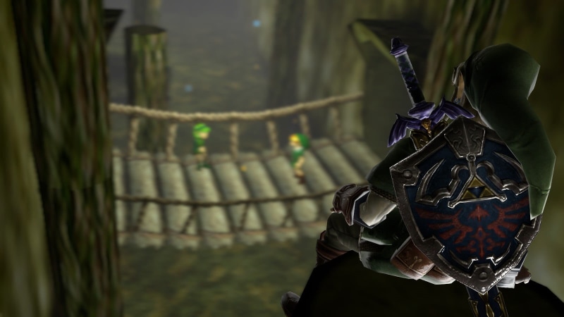 red, close-up, hanging, screen shot, character, wood - material, Hylian Shield, video games, metal, digital, The Legend of Zelda: Ocarina of Time, The Legend of Zelda