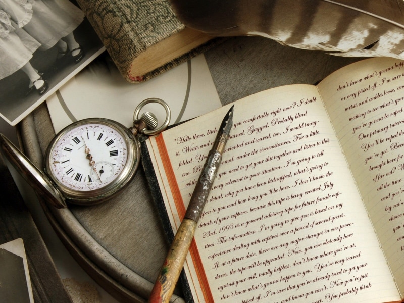 books, no people, the past, book, indoors, high angle view, paper, pocket watch, clock, fountain, history, pen, education, publication, communication, antique