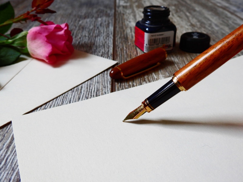 close-up, flower, 4K, day, rose, ink, book, communication, filler, creativity, blossom, pointing, communicate, wood - material, flowering plant, fountain pen