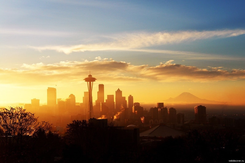 skyscraper, nature, travel destinations, building exterior, sky, modern, tower, skyline, Space Needle, built structure, city, tall - high, Seattle, landscape