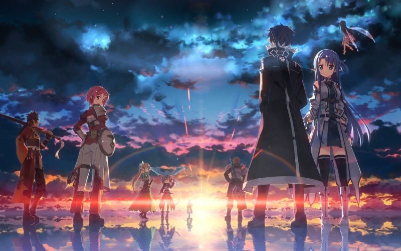 anime, 1080P, illuminated, Ayano Keiko, Shinozaki Rika, Manga, motion, Kirigaya Kazuto, sky, Anime Girls, Kirigaya Suguha, reflection, Agil, event, Yuuki Asuna