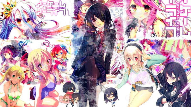 Anime, No Game No Life, Kurumi Tokisaki, Crossover, Attack on Titan, Super Sonico, Kirito (Sword Art Online), Leafa (Sword Art Online), Strike the Blood
