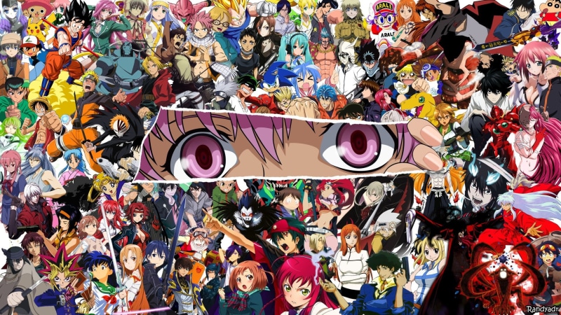 togetherness, high angle view, C.C. (Code Geass), Kakashi Hatake, Rias Gremory, Leafa (Sword Art Online), Suzaku Kururugi, Death Note, Monkey D. Luffy