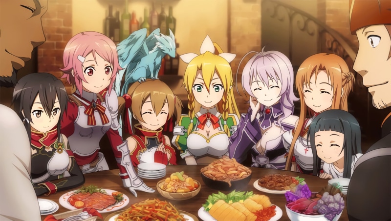 for sale, food, celebration, Silica (Sword Art Online), food and drink, Lisbeth (Sword Art Online), 1080P, choice, creativity, Yui (Sword Art Online)