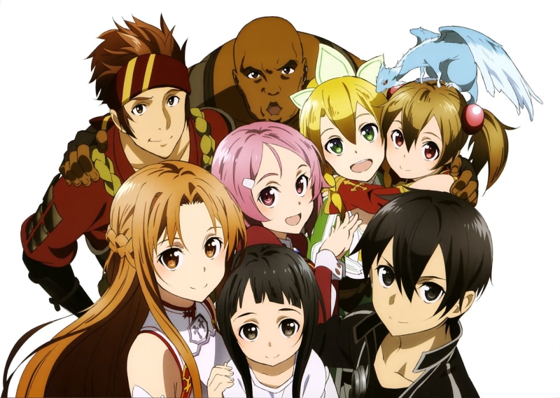 1080P, Pina (Sword Art Online), close-up, art and craft, representation, Klein (Sword Art Online), indoors, Asuna Yuuki, mask, choice, Agil (Sword Art Online)