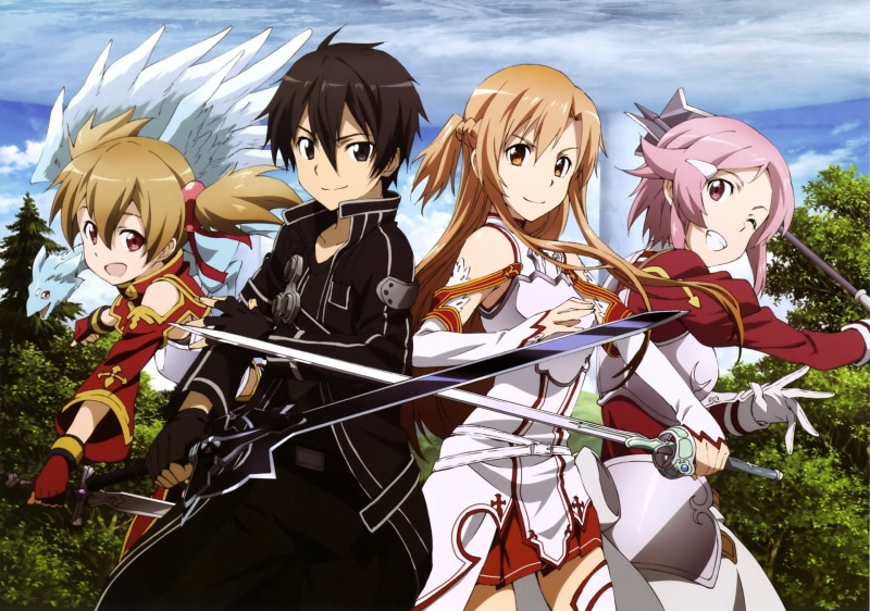 Asuna Yuuki, Lisbeth (Sword Art Online), Silica (Sword Art Online), Kirito (Sword Art Online), Sword Art Online, Pina (Sword Art Online), 1080P