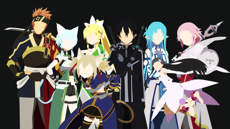 Kirito (Sword Art Online), cut out, disguise, human representation, craft, studio shot, mask - disguise, representation, Leafa (Sword Art Online), art and craft