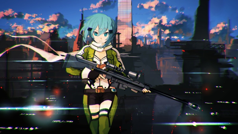 gun, shinon, 2K, art, online, sao, sword, gale, jumpei99, weapon