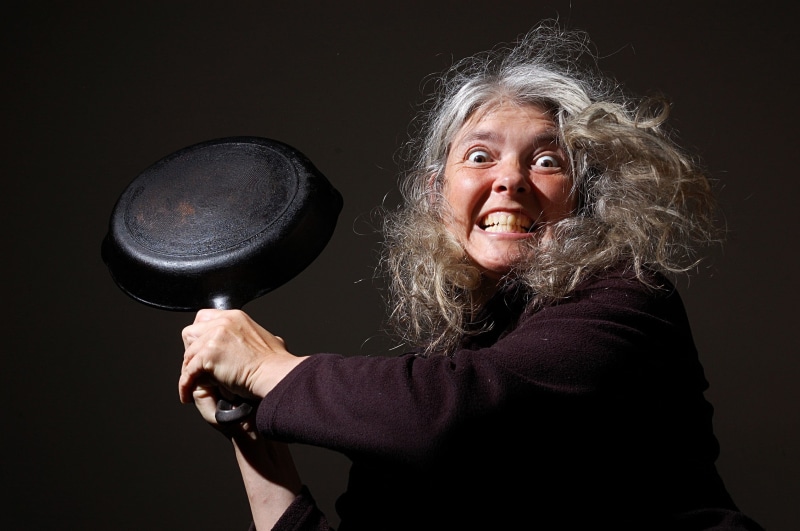 studio shot, senior adult, hair, looking at camera, blond hair, black background, face, murder, indoors, one person, portrait, women, 1080P, waist up