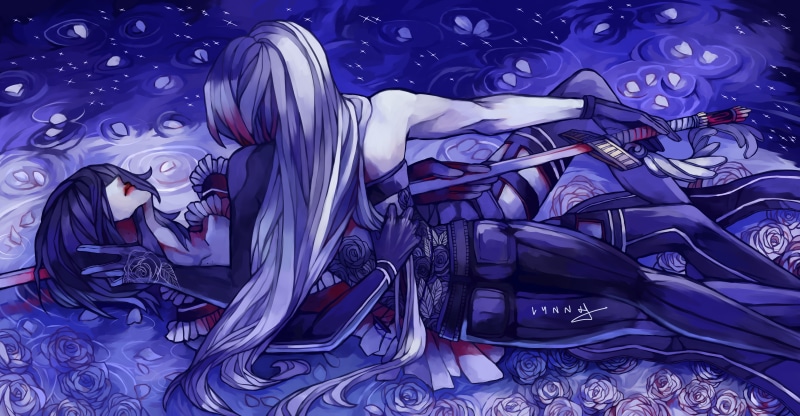 purple, sword, design, softness, floral, craft, no people, choice, blue, close-up, creativity, pattern, backgrounds, murder, representation, high angle view