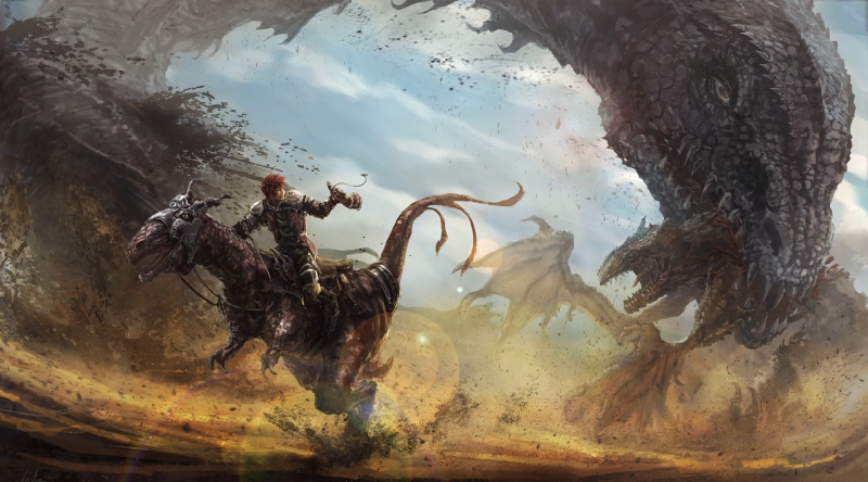 fantasy, 4K, dragon, fantasy art, warrior, art