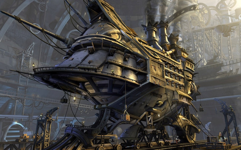 final, artwork, 720P, ix, x, abstract, fantasy, airship, hd, steampunk, Futuristic, art, vehicles