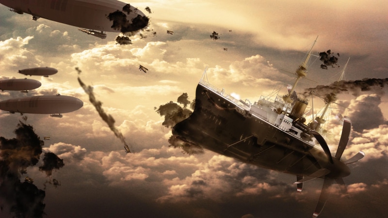 fantasy, 2560x1440, broken, airship, 2K, ship, steampunk, blimp, zeppelin, brown, airships, white