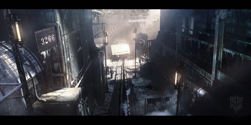 water, auto post production filter, factory, no people, transfer print, video games, artwork, architecture, snow, built structure, transportation, metal