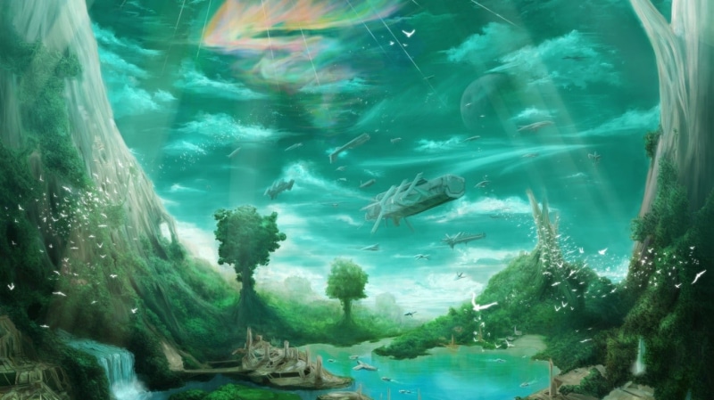 no people, airships, transparent, planet, undersea, digital art, turquoise colored, vertebrate, sky, fish, animal themes, aquarium, group of animals, glass - material