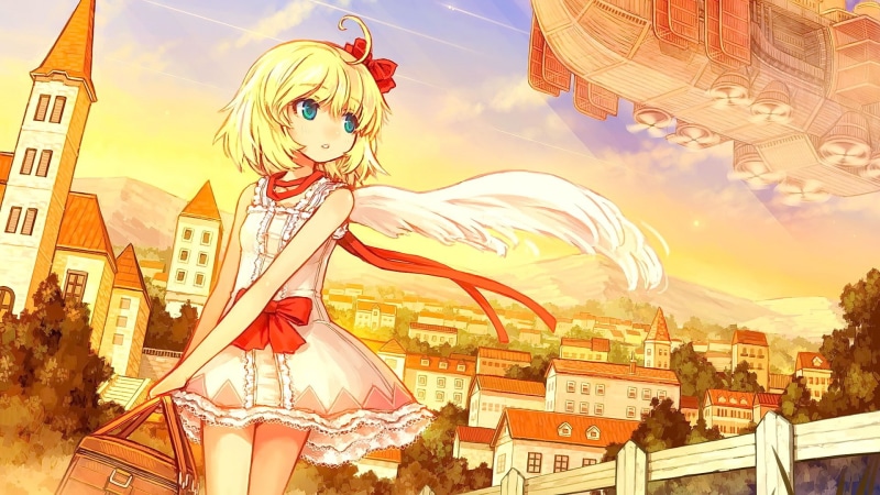 one person, city, anime girls, built structure, art and craft, outdoors, adult, arts culture and entertainment, architecture, airships, representation