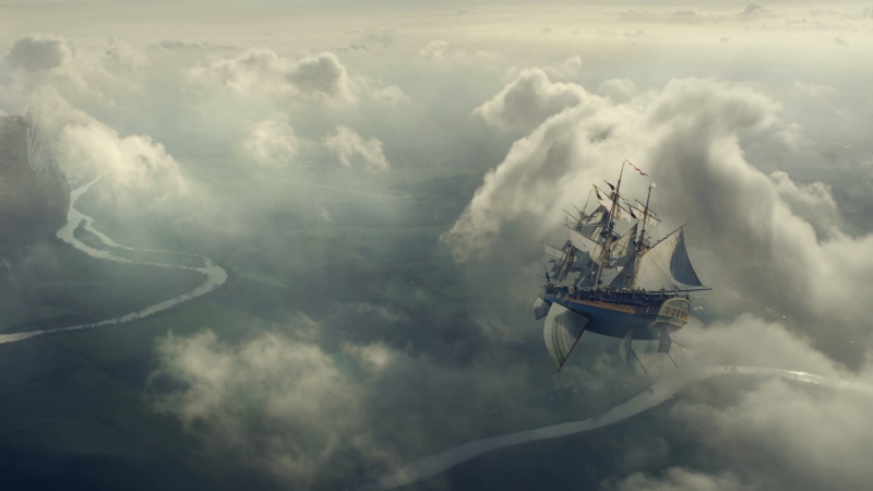 1080P, artwork, concept art, fantasy art, sailing ship, airships