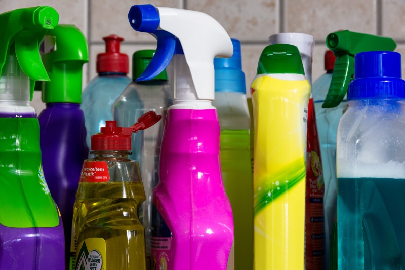 plastic, poison, liquid, multi colored, cleaning agents, clean, in a row, garbage, group of objects, close-up, variation, hygiene, indoors, housekeeping