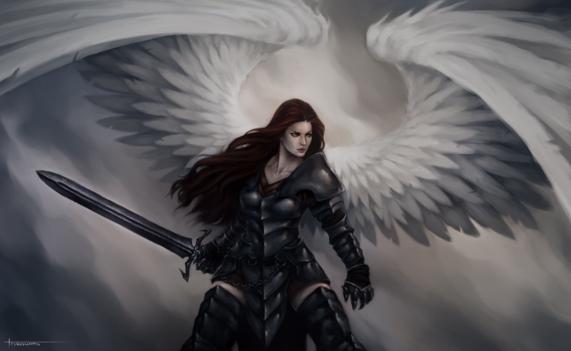 5K, Wings, Angel Warrior, Woman Warrior, Armor, Girl, Angel, Fantasy, Sword