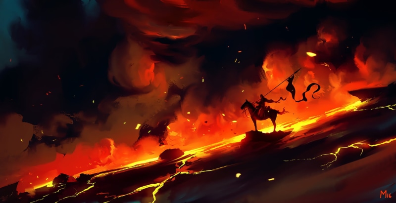 The Hero we need, Speedpainting, 1080P, Fire, Warrior, by Dominik Mayer, Dominik Mayer, Knight, Smoke, Concept Art, 30 min Speedpainting, Environments