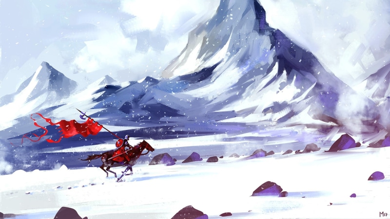 Snow, Warrior, Winter, Knight, Art, Figure, Unsung Hero - Snowstorm, Dominik Mayer, Snowstorm, 1080P, by Dominik Mayer, Banner