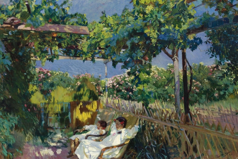 1080P, Siesta in the Garden, landscape, picture, Joaquin Sorolla, Joaquin Sorolla and Bastida
