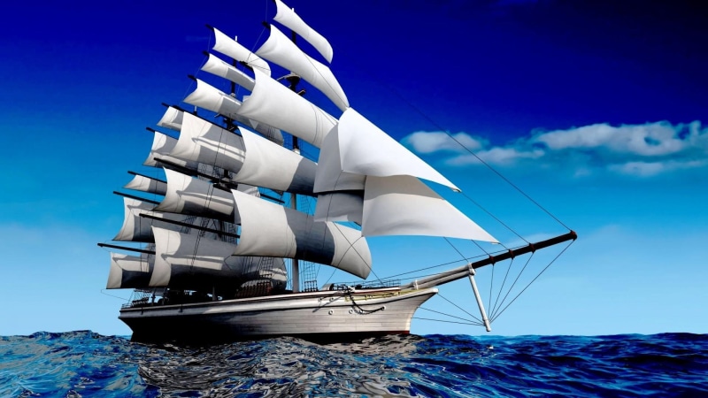 cloud, 1080P, sea, boat, ocean, summer, ship, water, sky