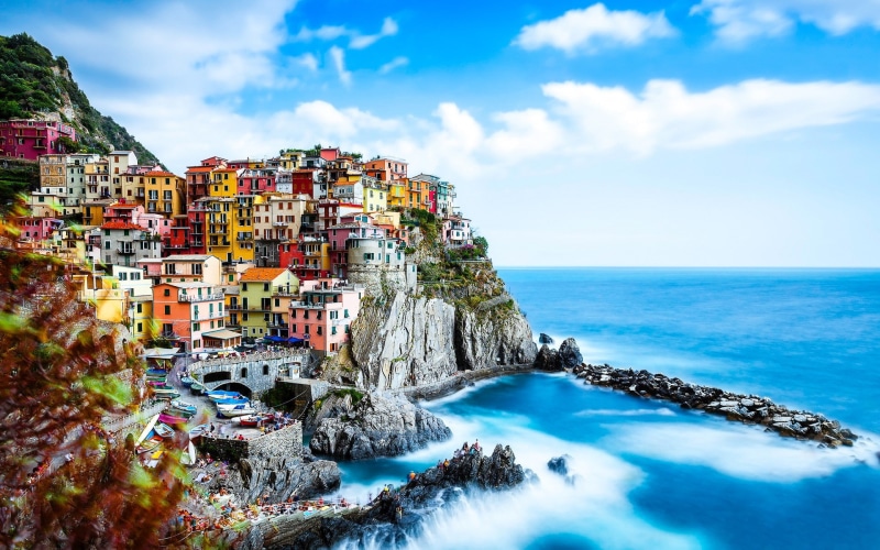 coast, rocks, cliff, 1080P, town, Cinque Terre, Italy