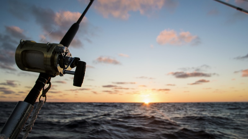 fishing rod, fishing, sea, outdoors, 4K, cloud, scenics - nature, golden, cloudy, photography themes, wafe, horizon line, sunrise, black, camera - photographic equipment