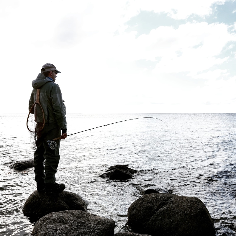 sport, lure, people, sea, fly-fisherman, angling, leisure activity, person, rock - object, standing, solid, fish, peaceful, Fishing, man, rod, mature adult