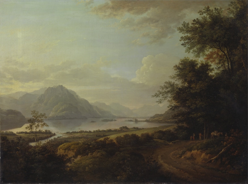 beauty in nature, tree, sky, lake, tranquil scene, non-urban scene, environment, mountains, growth, tranquility, nature, outside, landscape, plant, alexander nasmyth