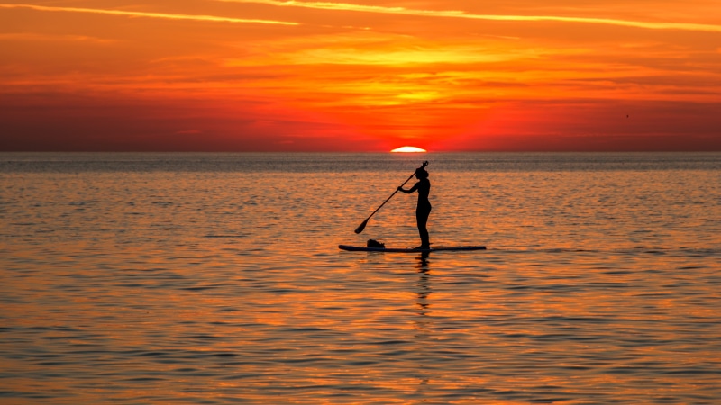 nature, horizon over water, sup, farbenpracht, fisherman, oar, cloud - sky, paddling, outdoors, silhouette, evening, wave, one person, scenics - nature