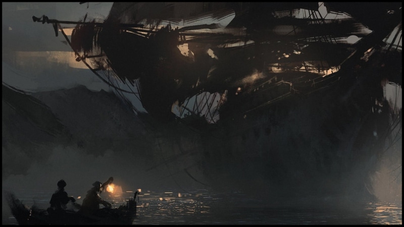 adult, outdoors, painting, silhouette, sea, illuminated, digital, galleon, transportation, men, mode of transportation, nautical vessel, adventure