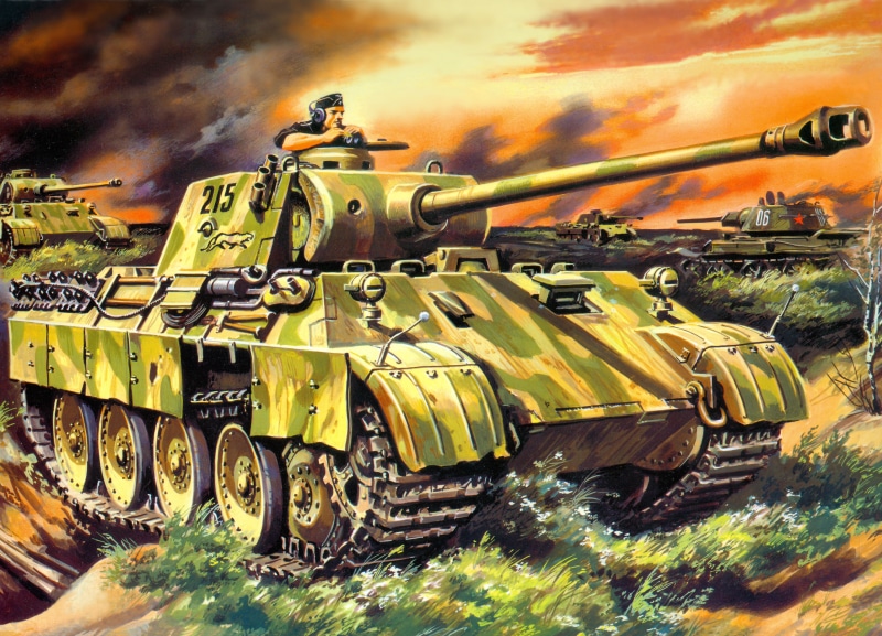 no people, great Germany, aggression, gun, heavy, motion, weapon, military, green Color, tank, green, Pz.Kpfw.In Panther, man, riding, caterpillar Track