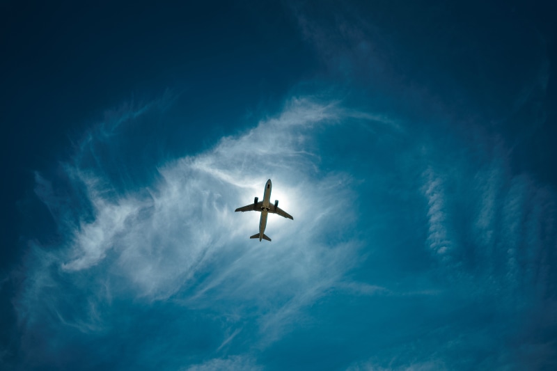 transportation, airplane, mode of Transport, air Vehicle, high Up, white, aircraft Wing, freedom, blue, mode of transportation, low angle view, mid-air