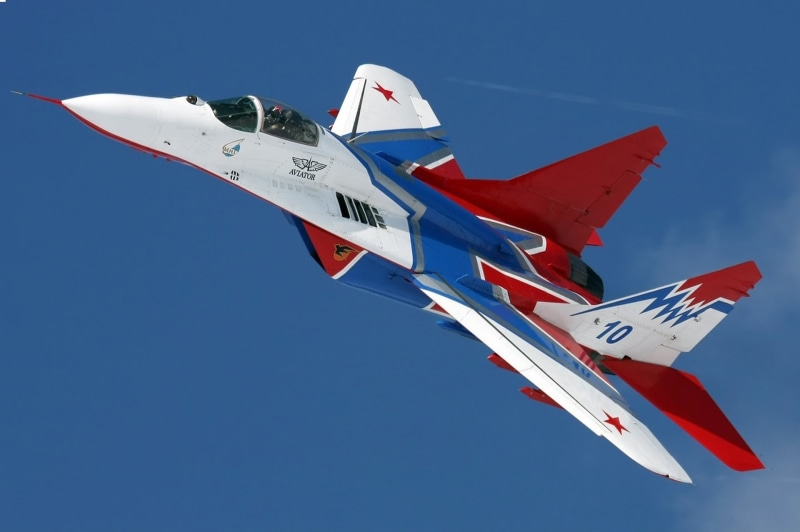 nature, air Vehicle, military, red, air Force, motion, mode of transportation, mig-29, plane, white, clear sky, flag, sky, fighter Plane, swifts, transportation