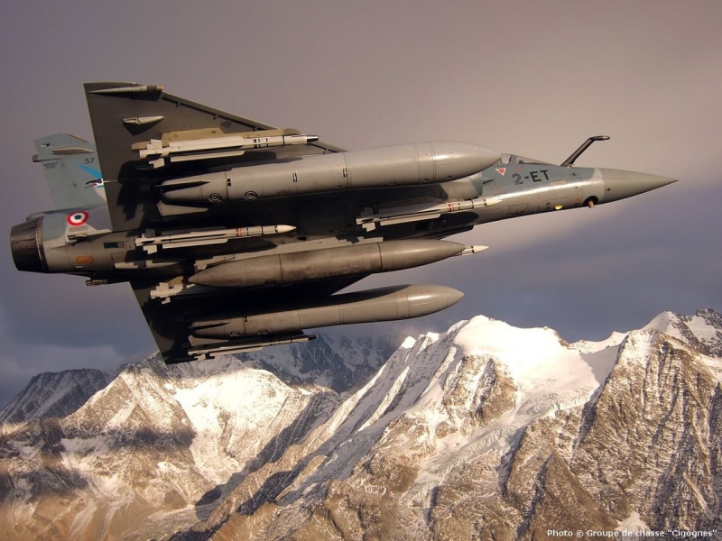 mode of transportation, cold temperature, rock, Mirage 2000, nature, winter, transportation, scenics - nature, no people, snow, mountain, French Air Force
