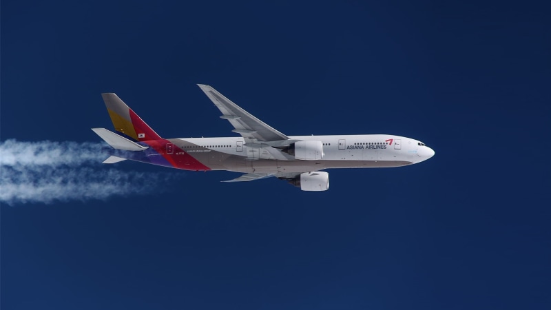 Boeing 777, In flight, Contrail, The plane, Asiana Airlines, 1080P