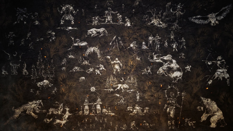 no people, day, built structure, weathered, texture, painting, surface, animals, nature, pattern, full frame, primitive, wall - building feature