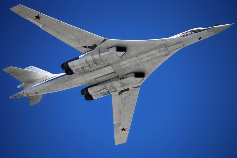 sky, day, no people, outdoors, military, blue, low angle view, mode of transportation, air vehicle, fighter plane, copy space, Blackjack, 1080P, strategic