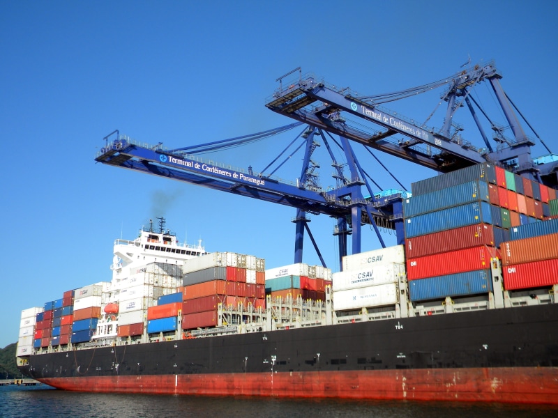 cargo container, Bay, mode of transportation, nature, water, outdoors, industry, business, Ship, Port, sea, 2K, intermodal, container ship, loading, clear sky